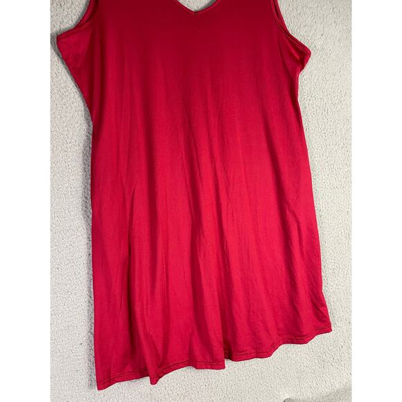 Red Sleeveless Swing Tank Dress XL V Neck Jersey Knit Casual Summer Minimalist - Picture 4 of 7